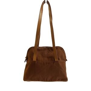 Hermès Vintage Toile Bolide Cabas Tote Brown Canvas Leather Trim Oval H Logo